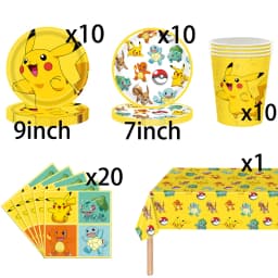 Cartoon Pokemon Birthday Party Decorations Pikachu Theme Disposable Tableware Paper Cup Plate Banner Christmas Party Favor Gifts
