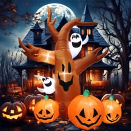 Inflatable Toy Scary Pumpkin Tree Halloween Inflatable Model Luminous Day of the Dead Halloween Atmosphere Decoration Model