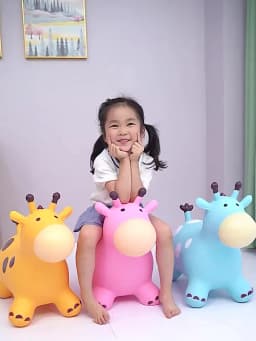 Inflatable Bouncy Horse Ride on Toy PVC Cartoon Hopping Horse Riding Toy Jumping Horse Toys for Kids Toddlers Baby Play Toys
