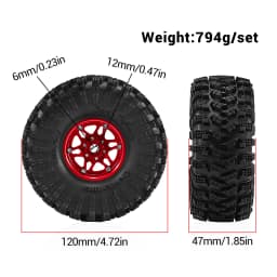 1.9 Inch Beadlock Wheels Tires 12mm Hex for TRX4 SCX10 Capra Axial SCX24 Traxxas Enduro RC Crawler Truck Upgrade Parts
