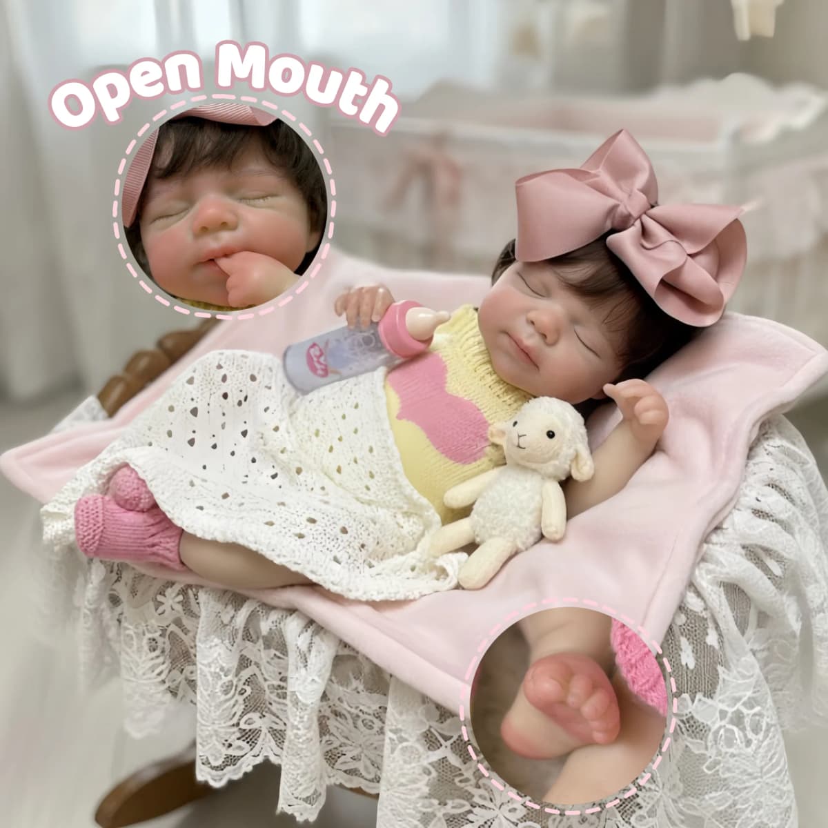 1PC/2 Clothes 33CM Open Mouth Rooted Hair Pascale Soft Silicone Bebe Reborn Girl Doll 3D Painted Skin bebe reborn de silicona