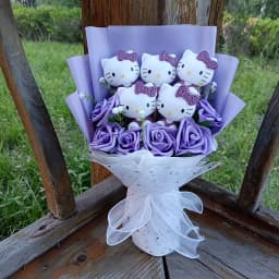 Genuine Hellokitty Kuromi Cinnamoroll Plush Dolls With Artificial Flowers Bouquets Christmas Valentine Graduation Birthday Gifts