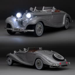 1/24 Scale 500K Vintage Car Model Toy Diecasts Alloy Sport Car Toys with Sound and Light Pull Back Vehicles for Children's Gifts