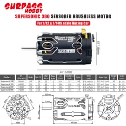 Surpass Hobby Rocket-RC Supersonic 380 8.5T 10.5T 13.5T 17.5T 2-3S Brushless Sensored Motor 80A 6-11V ESC For 1/12 1/14 RC Car