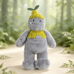 65cm Creative Forest Spirit Plush Toy Soft Gray Stuffed Monster Doll with Leaf Top Adorable Plushie Kids Gift Home Room Decor