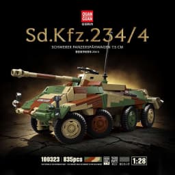835 PCS MOC 1:28 Sd.Kfz.234/4 Armored Car Model Blocks Kit, DIY Heavy Reconnaissance Vehicle, Desktop Army Strategy Display
