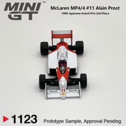 McLaren MP4/4 Alain Prost #11 MiniGT 1123 1:64 1988 Japan GP Classic F1 MGT01123 With Extra Display Free Base Diecast Car Model