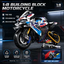 1:8 Motorcycle Building Blocks Model Set 715PCS+ Motorcycle Assembly Educational Toy Adults Collection Christmas Children's Gift