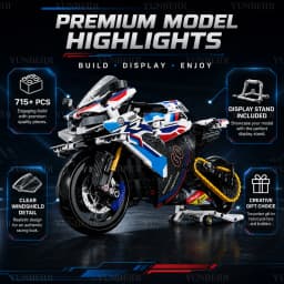 1:8 Motorcycle Building Blocks Model Set 715PCS+ Motorcycle Assembly Educational Toy Adults Collection Christmas Children's Gift