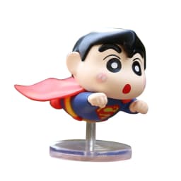 6pcs Set 8cm Crayon Shin Chan Figure Batman Superman The Flash IronMan Captain America Thor Cosplay Model PVC Decor