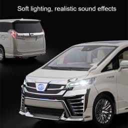 1:18 Vellfire LM300 Alloy MPV Model Diecast Car Toys Sound Light Pull Back Doors Opened Miniature Vehices Christmas Gift for Boy