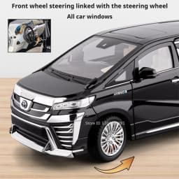 1:18 Vellfire LM300 Alloy MPV Model Diecast Car Toys Sound Light Pull Back Doors Opened Miniature Vehices Christmas Gift for Boy