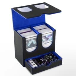 Card Deck Box with Display Window, Holds 200 Double‑Sleeved Cards & Dice Tray, Magnetic Closure PU Leather Card for TCG Cards
