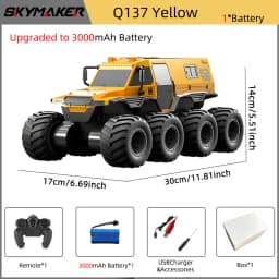 JJRC Q137 8WD RC Car 2.4G Amphibious 8 Wheel Remote Control Truck Climbing Off Road Waterproof Armored Vehicles Children's Toys
