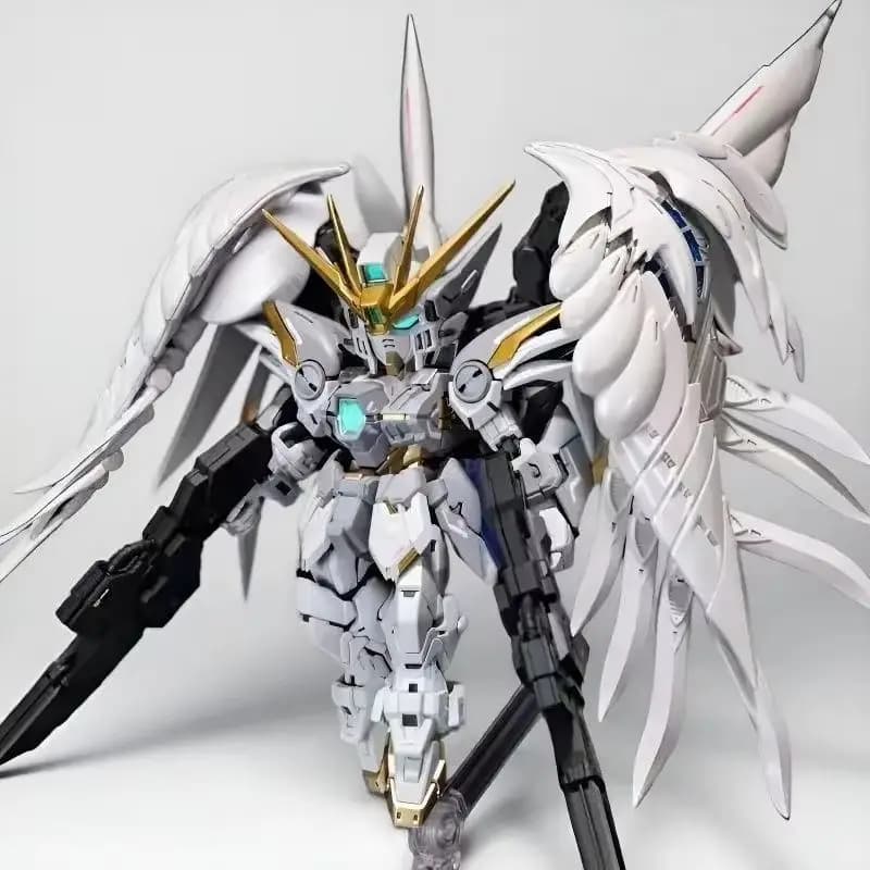 Mgsd Wing Zero Ew Snow White Version Angel Feather Drop Mech Assembly Model Kit Action Figure Decoration Doll Boy Toy Gift