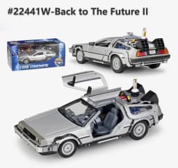WELLY Diecast 1:24 Scale Model Car Toy Delorean For Movie Back to The Future Part 1/2/3 DMC-12 Metal Alloy Toy Car For Kids Gift
