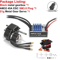 Full Metal Gearbox 2322 2600KV Brushless Motor AM32 45A ESC 21g Servo/2CH Receiver for RC Car Crawler MN82 MN78 MN168 MN99 MN98