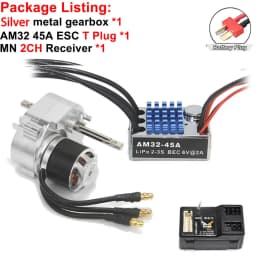 Full Metal Gearbox 2322 2600KV Brushless Motor AM32 45A ESC 21g Servo/2CH Receiver for RC Car Crawler MN82 MN78 MN168 MN99 MN98