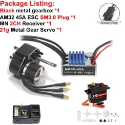 Full Metal Gearbox 2322 2600KV Brushless Motor AM32 45A ESC 21g Servo/2CH Receiver for RC Car Crawler MN82 MN78 MN168 MN99 MN98