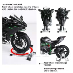 1:9 Scale H2R Motorcycle Model Toy Car Alloy Body Ignitable Start Spray Motor Models Shock Absorption Vehicles for Boys Toys