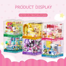 AREA-X Sanrio Series Kuromi Hellokitty Cinnamoroll Building Blocks MOC Creative House Ornament Model Bricks Toys For Adult Gifts