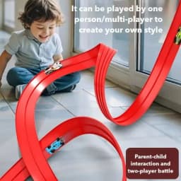 DIY Assembled Soft Track Car with Inertia Return for Kids Rolls Up Portable DIY Racetrack Birthday Gifts for Children