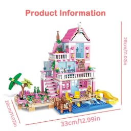 Summer Holiday City House Seaside Villa Building Blocks Apartment Street View Figures DIY Bricks Toys for Kid Girls Friends Gift