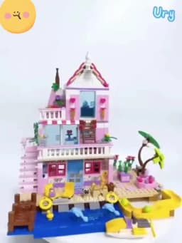 Summer Holiday City House Seaside Villa Building Blocks Apartment Street View Figures DIY Bricks Toys for Kid Girls Friends Gift