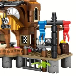 Creative Medieval Pirate Island Fortress Castle Building Blocks Adventure Ship Log Cabin Model Boat Assemble Bricks Toys Gifts