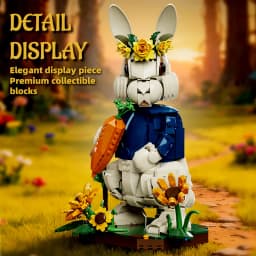 Creative 1258Pcs Pastoral Rabbit Animal Figrues Building Blocks Home Decoration Rural Flowers Rabbit Assemble Toys Birthday Gift