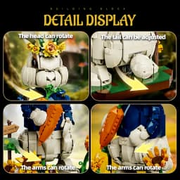 Creative 1258Pcs Pastoral Rabbit Animal Figrues Building Blocks Home Decoration Rural Flowers Rabbit Assemble Toys Birthday Gift