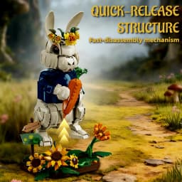 Creative 1258Pcs Pastoral Rabbit Animal Figrues Building Blocks Home Decoration Rural Flowers Rabbit Assemble Toys Birthday Gift