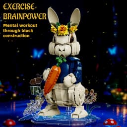 Creative 1258Pcs Pastoral Rabbit Animal Figrues Building Blocks Home Decoration Rural Flowers Rabbit Assemble Toys Birthday Gift