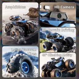 Amphibious 4WD RC Crawler 50Min Run Time IPX7 Waterproof APP and Gesture Control Off Road Drift HD Camera For All Terrain Advent