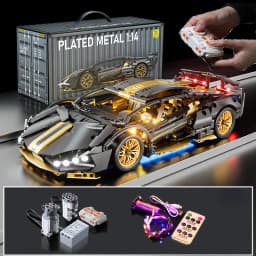Technology 1:14 Black Supercar Racing Building Blocks Assembled Brick Car Toy Gift for Boys Birthday Present