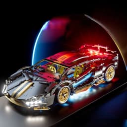 Technology 1:14 Black Supercar Racing Building Blocks Assembled Brick Car Toy Gift for Boys Birthday Present