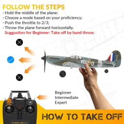 Volantex New Spitfire RC Plane EPP 400mm Wingspan RC Fighter One Key Aerobatic 2.4G 4CH RTF RC Plane