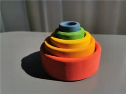 Kids Wooden Toys Rainbow Nesting Bowls BasSwood 6 Layer Arch Stacker Blocks Trees
