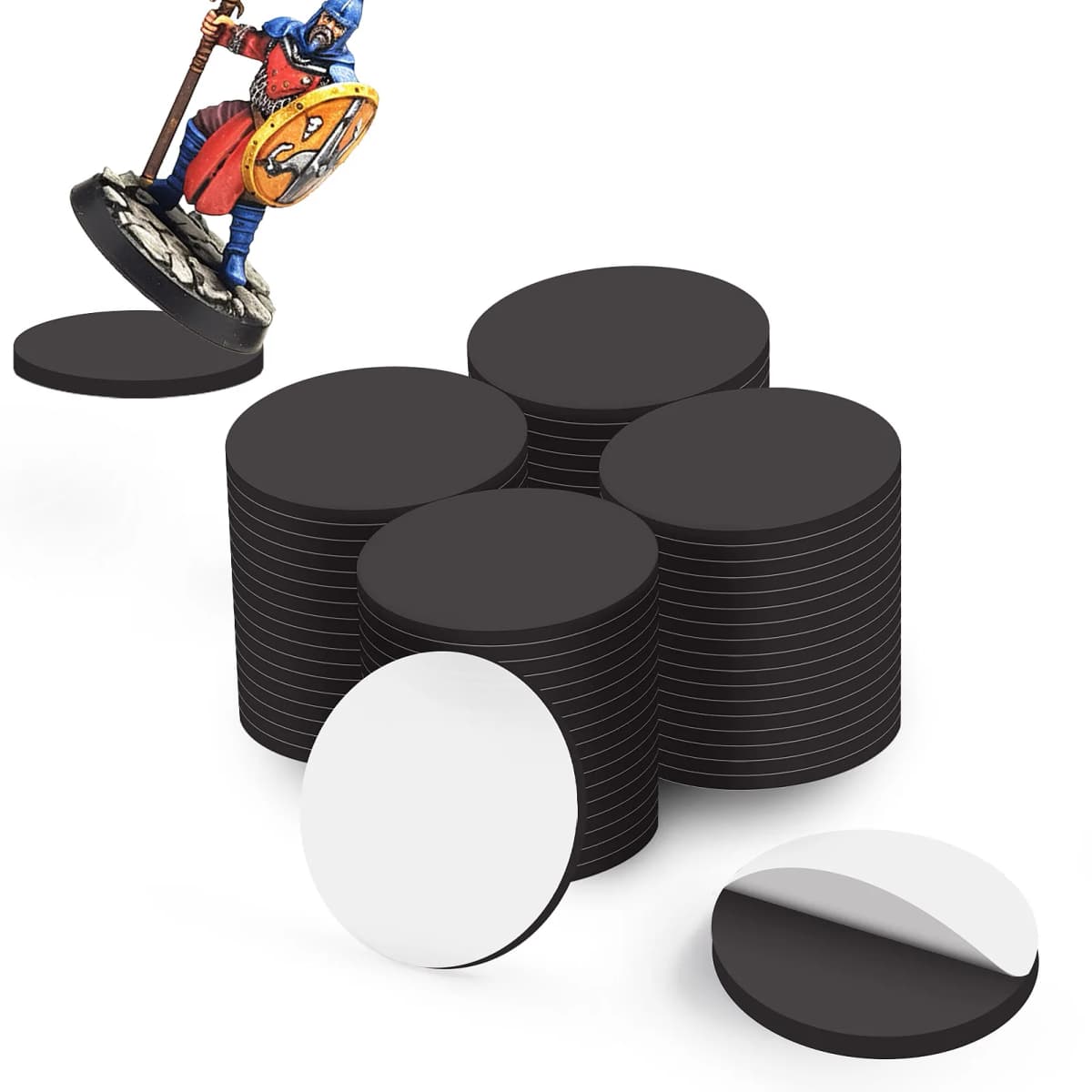 Evemodel 70pcs Miniature Self-adhensive Magnetic Bases 32mm Round Bases for Wargames CMB0132