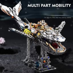 Cyberpunk Mechanical Shark Building Blocks Steampunk Ocean Whale Bricks Toy with LED Light DIY Model Assembly Kit Gift