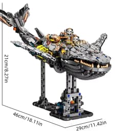 Cyberpunk Mechanical Shark Building Blocks Steampunk Ocean Whale Bricks Toy with LED Light DIY Model Assembly Kit Gift