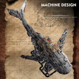 Cyberpunk Mechanical Shark Building Blocks Steampunk Ocean Whale Bricks Toy with LED Light DIY Model Assembly Kit Gift