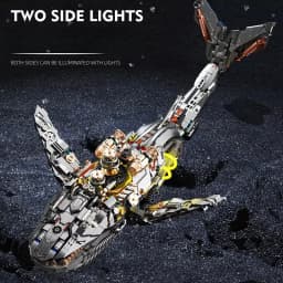 Cyberpunk Mechanical Shark Building Blocks Steampunk Ocean Whale Bricks Toy with LED Light DIY Model Assembly Kit Gift