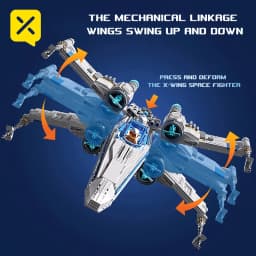 TOYLINX X-Wing Space Fighter Building Blocks Set LED Light Up Construction Toy Mechanical Space Vehicle with Pilot Bricks Gifts