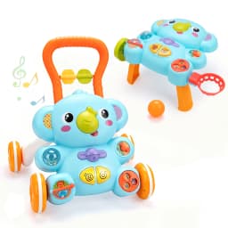 Cartoon Baby Push Walker Toy with Music Drawing Board Multifunction Activity Toddler Walker Learning Walk for 6M+ Infant