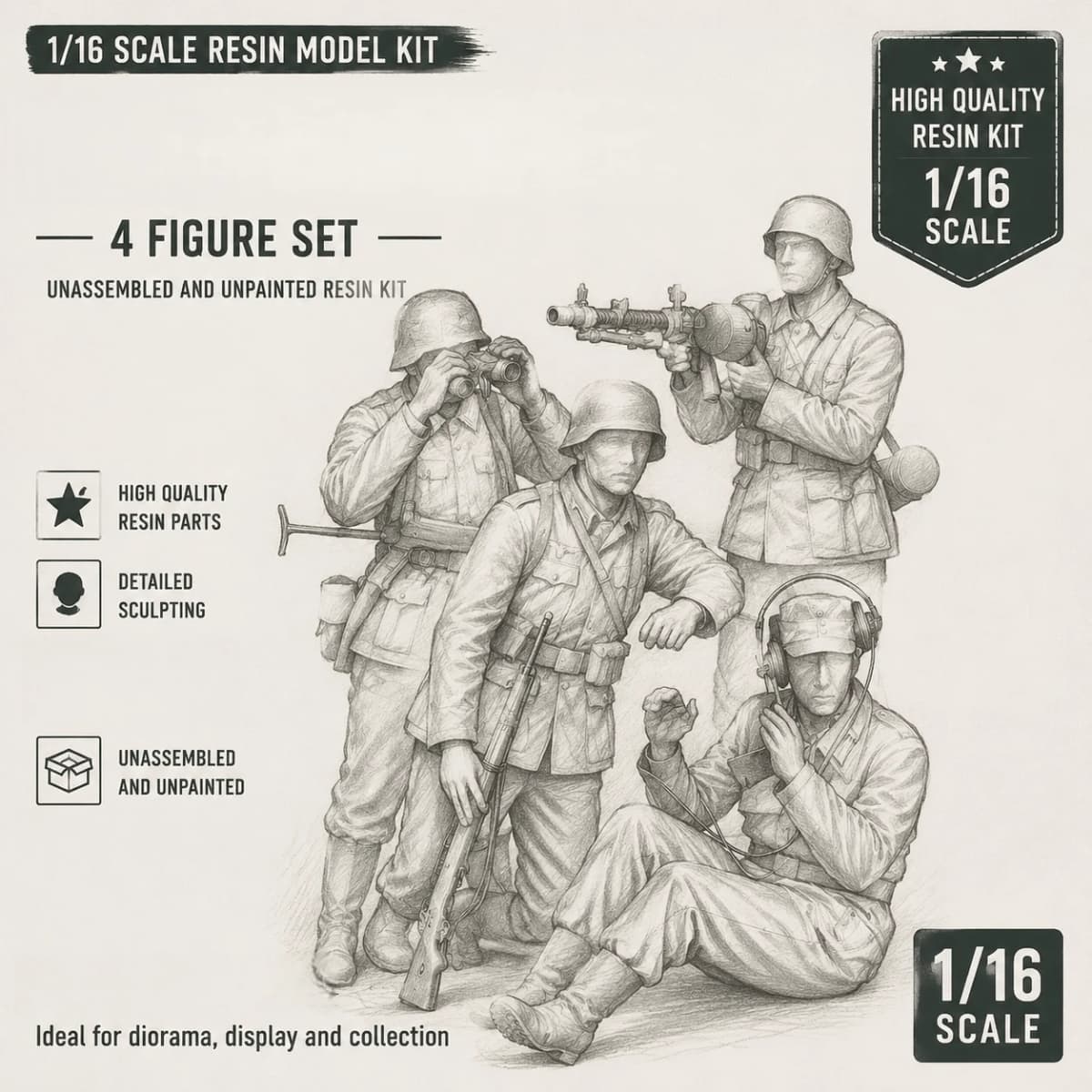 High Quality 1/16 Casting Resin Model Assembly Kit, Assault Squad, Unpainted