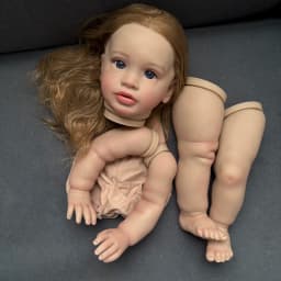 25inch Hand-Root Hair Pippa Reborn Doll Kit Unfinished Lifelike Awake Baby Multiple Layers Painting Doll Parts DIY Children Toys