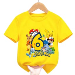  Kids T-shirt Cute Summer Cotton for Pokemon Birthday Number 1-9 Top Kawaii Boy Girl Chase Skye Printed Casual Clothes Gifts