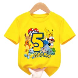  Kids T-shirt Cute Summer Cotton for Pokemon Birthday Number 1-9 Top Kawaii Boy Girl Chase Skye Printed Casual Clothes Gifts
