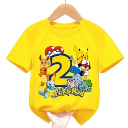  Kids T-shirt Cute Summer Cotton for Pokemon Birthday Number 1-9 Top Kawaii Boy Girl Chase Skye Printed Casual Clothes Gifts